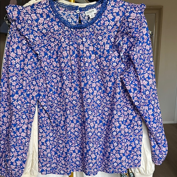 J. Crew Tops - J. Crew Blue and Pink Floral Blouse